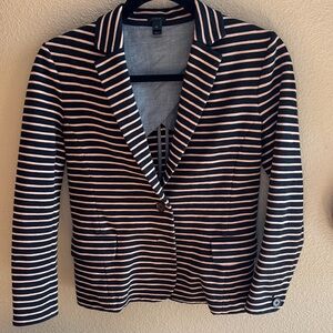 J. Crew Black and White Striped Blazer